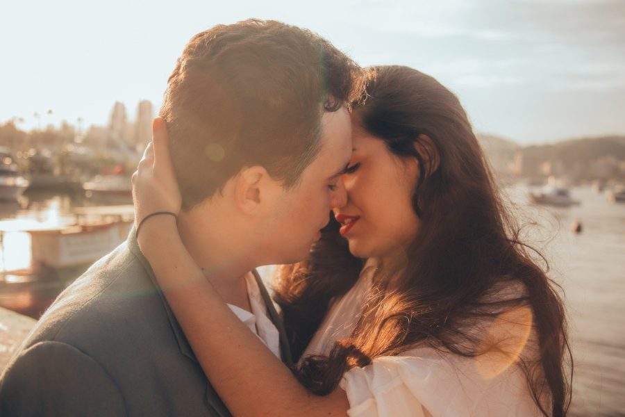 man, woman, kissing